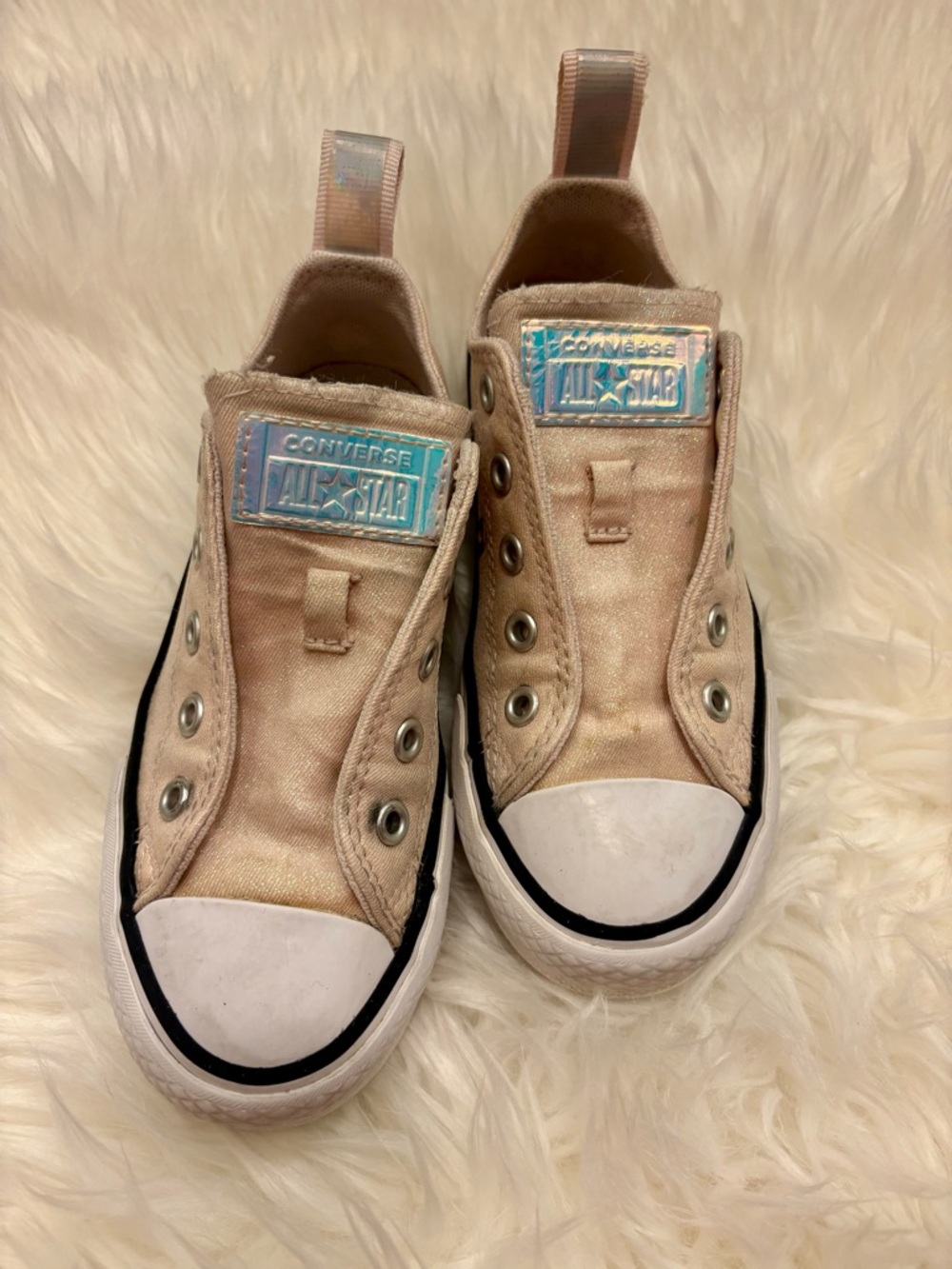 Converse Kids' Pale Pink Glitter All Star Converse Sneakers